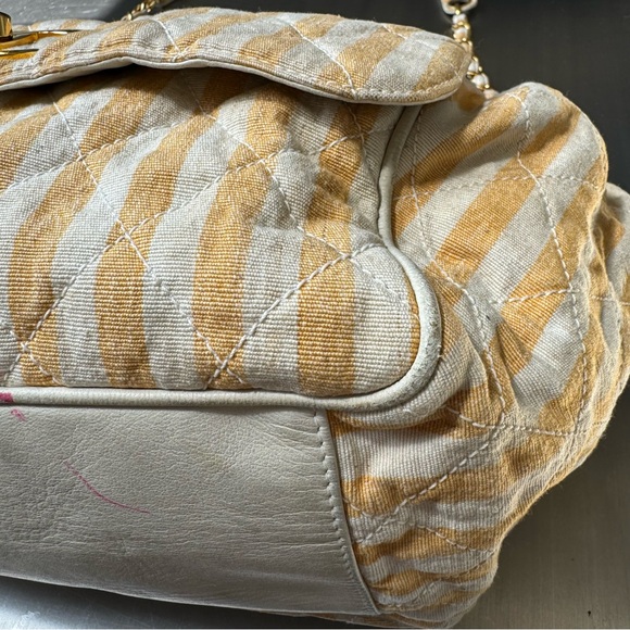 Chanel Vintage Canvas XL Drawstring Crossbody Tote in Yellow - Picture 5 of 14